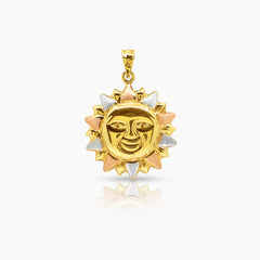TRI-COLOR SUN PENDANT (25 MM) IN (SAUDI) 18K YELLOW GOLD