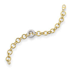 TWO-TONE CHAIN-LINK LADIES BRACELET WITH 104=0.68 / 10.06 / 10.2 CARAT DIAMONDS IN 18K YELLOW AND WHITE GOLD