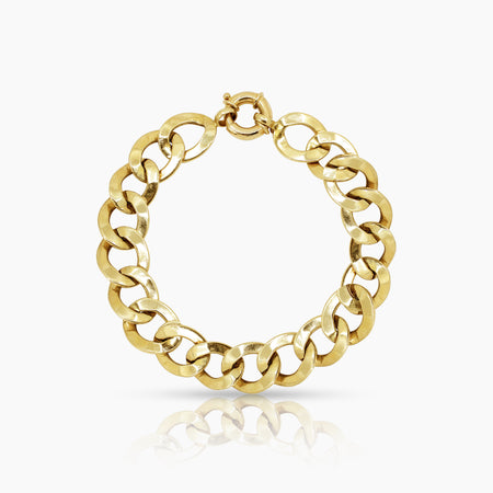 CLASSIC CURB CHAIN MENS BRACELET IN (SAUDI) 18K YELLOW GOLD