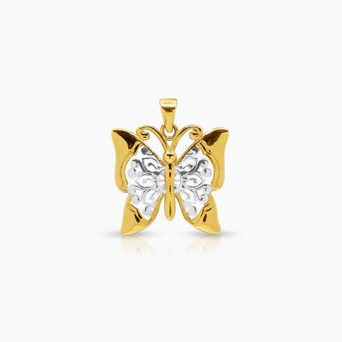TWO TONE BUTTERFLY PENDANT (20 MM) IN (ITALIAN) 18K YELLOW GOLD
