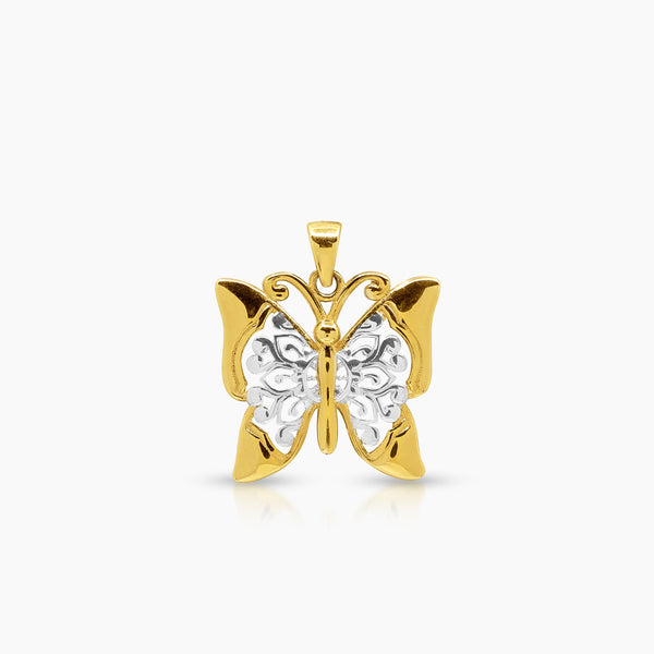 TWO TONE BUTTERFLY PENDANT (20 MM) IN (ITALIAN) 18K YELLOW GOLD