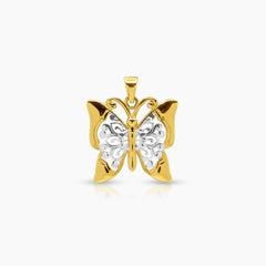 TWO TONE BUTTERFLY PENDANT (20 MM) IN (ITALIAN) 18K YELLOW GOLD