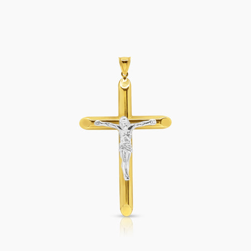 TWO TONE CRUCIFIX PENDANT (50 MM) IN 18K YELLOW GOLD