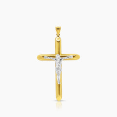 TWO TONE CRUCIFIX PENDANT (50 MM) IN 18K YELLOW GOLD