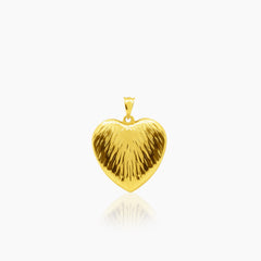 TEXTURED PUFF HEART WITH DIAMOND CUTS IN (SAUDI) 18K YELLOW GOLD