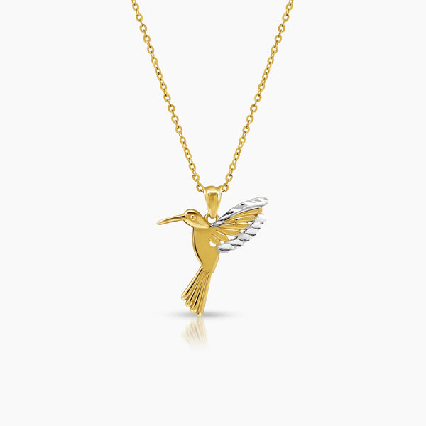 TWO TONE HUMMINGBIRD LADIES NECKLACE AND PENDANT IN (SAUDI) 18K YELLOW AND WHITE GOLD