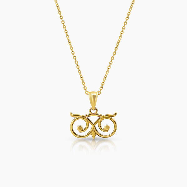 OWL HEAD LADIES NECKLACE AND PENDANT IN (SAUDI) 18K YELLOW GOLD