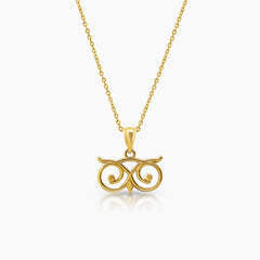 OWL HEAD LADIES NECKLACE AND PENDANT IN (SAUDI) 18K YELLOW GOLD