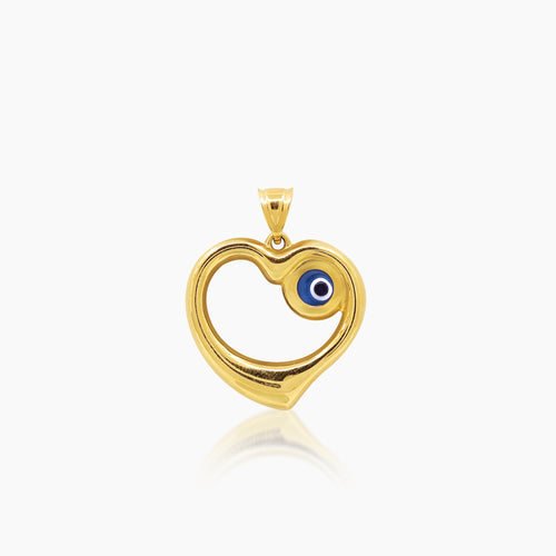 HEART WITH EVIL EYE PENDANT ± 27 mm (H) X ± 21mm (L) IN (SAUDI) 18K YELLOW GOLD
