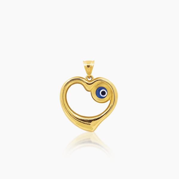HEART WITH EVIL EYE PENDANT ± 27 mm (H) X ± 21mm (L) IN (SAUDI) 18K YELLOW GOLD