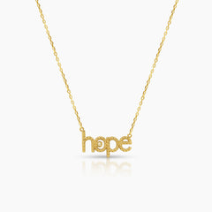 HOPE LADIES NECKLACE AND PENDANT WITH CUBIC ZIRCONIAN STONE IN (ITALIAN) 18K YELLOW GOLD