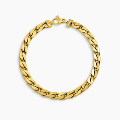 SOLID CUBAN CHAIN LINK MENS BRACELET IN (SAUDI) 18K YELLOW GOLD
