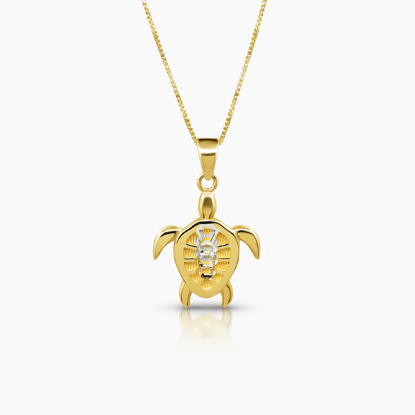 TWO TONE TORTOISE  LADIES NECKLACE AND PENDANT IN (SAUDI) 18K YELLOW AND WHITE GOLD