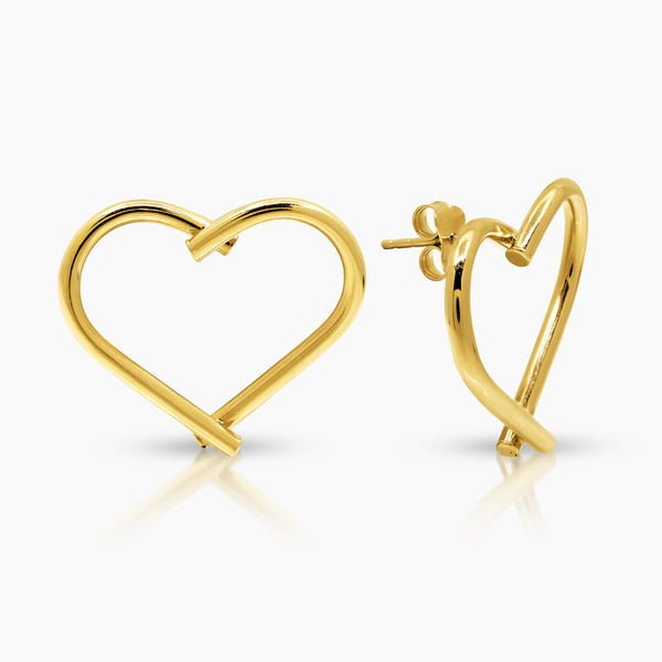 HEART LADIES STUD EARRINGS IN (SAUDI) 18K YELLOW GOLD