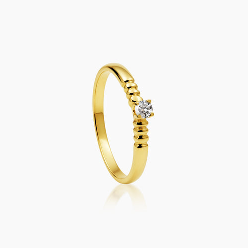 7.25 - DIAMOND ENGAGEMENT RING WITH 1=0.08 / 1.6 CARAT DIAMOND IN 14K YELLOW GOLD