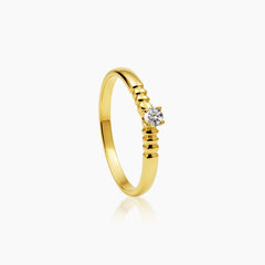 7.25 - DIAMOND ENGAGEMENT RING WITH 1=0.08 / 1.6 CARAT DIAMOND IN 14K YELLOW GOLD