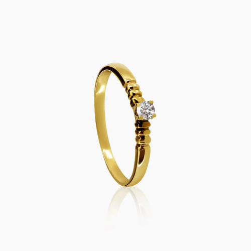 7.25 - DIAMOND ENGAGEMENT RING WITH 1=0.08 / 1.6 CARAT DIAMOND IN 14K YELLOW GOLD