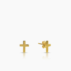 CROSS LADIES STUD EARRINGS IN (SAUDI) 18K YELLOW GOLD