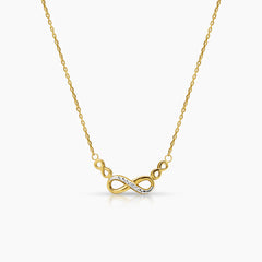 TWO TONE INFINITY LADIES NECKLACE AND PENDANT IN (SAUDI) 18K YELLOW AND WHITE GOLD