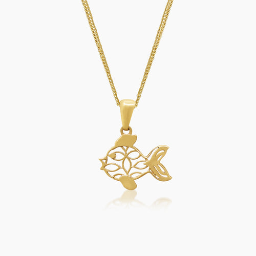 FISH LADIES NECKLACE AND PENDANT IN (ITALIAN) 14K YELLOW GOLD
