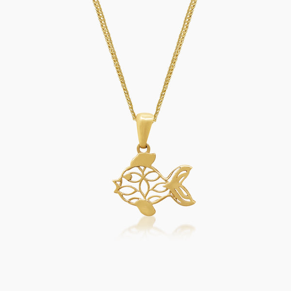FISH LADIES NECKLACE AND PENDANT IN (ITALIAN) 14K YELLOW GOLD