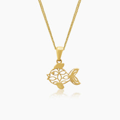 FISH LADIES NECKLACE AND PENDANT IN (ITALIAN) 14K YELLOW GOLD