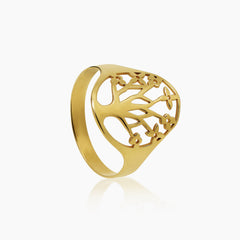 7 - TREE OF LIFE LADIES RING IN (SAUDI) 18K YELLOW GOLD