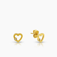 HEART LADIES RING, PENDANT AND STUD EARRINGS SET WITH CUBIC ZIRCONIAN STONE IN (SAUDI) 18K YELLOW AND WHITE GOLD