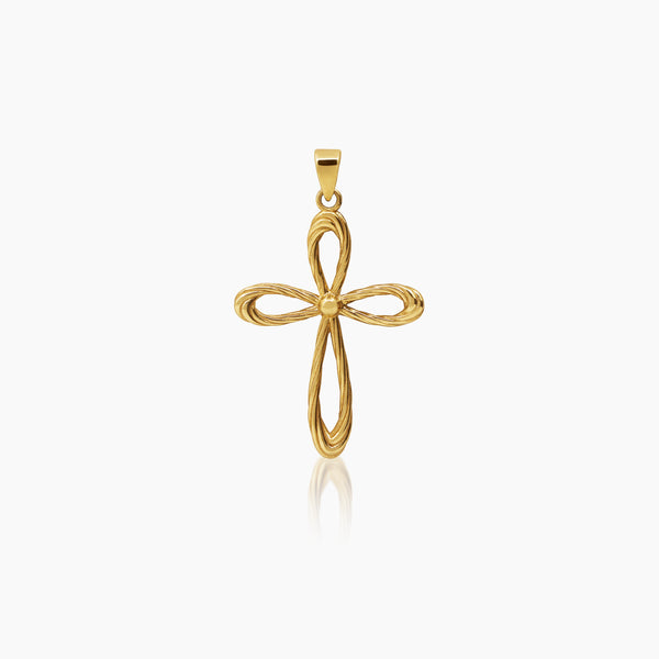 RIBBON CROSS PENDANT ± 30 mm (H) X ± 20 mm (L) IN 18K YELLOW GOLD