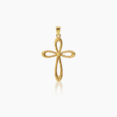 RIBBON CROSS PENDANT ± 30 mm (H) X ± 20 mm (L) IN 18K YELLOW GOLD