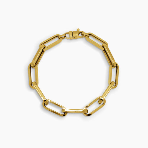 PAPER CLIP CHAIN BRACELET IN (SAUDI) 18K YELLOW GOLD