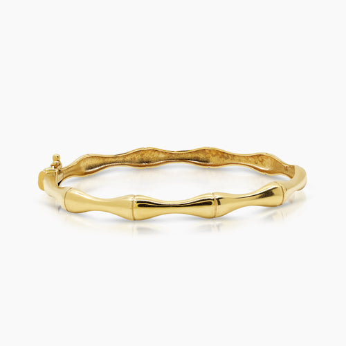 ROUND HOLLOW BAMBOO LADIES BANGLE IN (SAUDI) 18K YELLOW GOLD