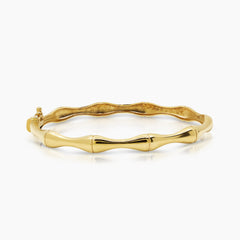 ROUND HOLLOW BAMBOO LADIES BANGLE IN (SAUDI) 18K YELLOW GOLD