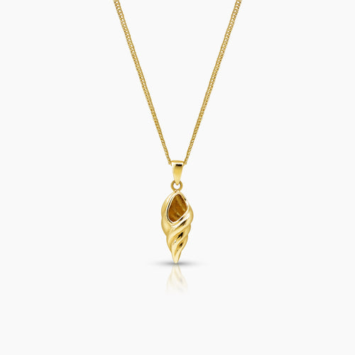 CONCH SHELL LADIES NECKLACE AND PENDANT IN (SAUDI) 18K YELLOW GOLD