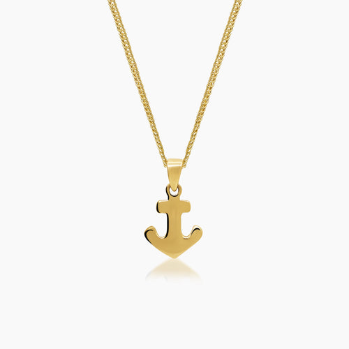 ANCHOR LADIES NECKLACE AND PENDANT IN (ITALIAN) 14K YELLOW GOLD