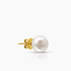 10.3 MM - ROUND WHITE SOUTH SEA PEARL LADIES STUD EARRINGS IN 14K YELLOW GOLD