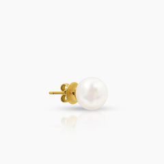 ROUND WHITE SOUTH SEA PEARL LADIES STUD EARRINGS IN 14K YELLOW GOLD