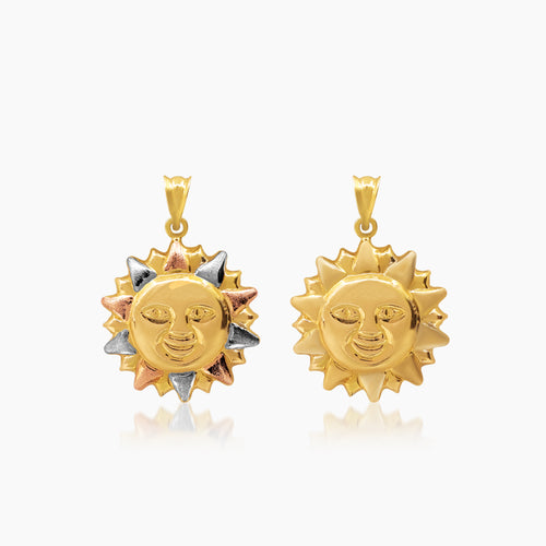 SUN FACE PENDANT IN ± 24 mm (H) X ± 18 (L) (SAUDI) 18K YELLOW, WHITE, AND ROSE GOLD