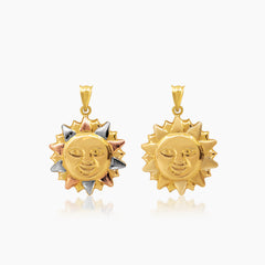 SUN FACE PENDANT IN ± 24 mm (H) X ± 18 (L) (SAUDI) 18K YELLOW, WHITE, AND ROSE GOLD