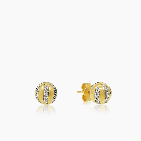 DIAMOND ORB STRIPE LADIES STUD EARRINGS WITH 30=0.20 / 1.66 / 2.2 CARAT DIAMONDS IN 18K YELLOW GOLD