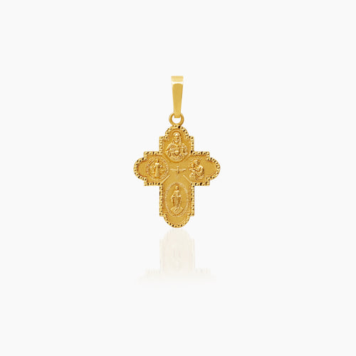 4-WAY MIRIAM CROSS PENDANT ±20 mm (H) X ±18 mm (L) IN (SPANISH) 18K YELLOW GOLD