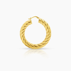 TWISTED ROPE LADIES HOOP EARRINGS IN (SAUDI) 18K YELLOW GOLD