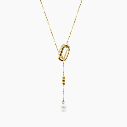CLIP AND BEAD PEARL LADIES NECKLACE AND PENDANT IN (SAUDI) 18K YELLOW GOLD