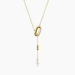CLIP AND BEAD PEARL LADIES NECKLACE AND PENDANT IN (SAUDI) 18K YELLOW GOLD