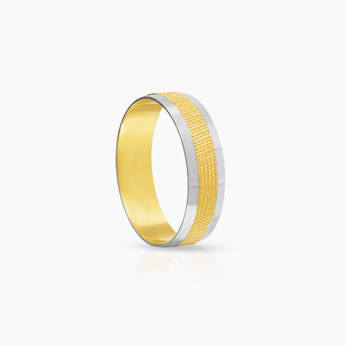 7.5 - TWO-TONE WEDDING RING IN (ITALIAN) 14K YELLOW AND WHITE GOLD