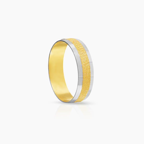 7.5 - TWO-TONE WEDDING RING IN (ITALIAN) 14K YELLOW AND WHITE GOLD