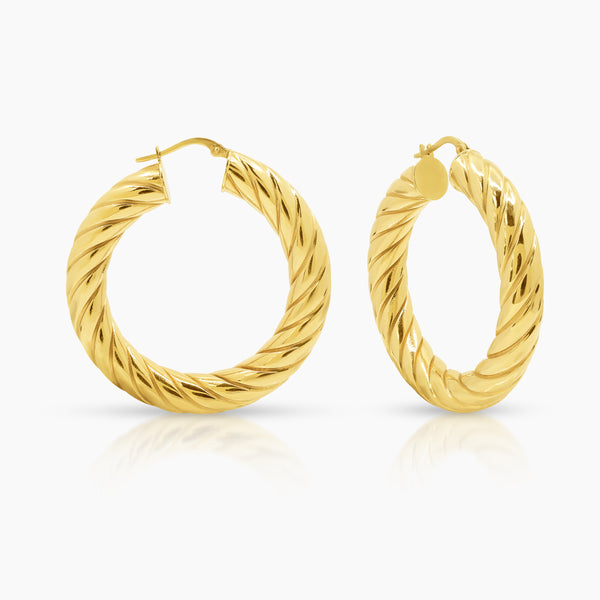 TWISTED ROPE LADIES HOOP EARRINGS IN (SAUDI) 18K YELLOW GOLD