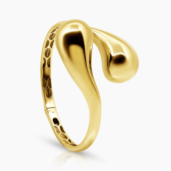 TEAR DROP CUFF LADIES BANGLE IN (SAUDI) 18K YELLOW GOLD