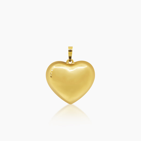 TRI-COLOR PUFF HEART PENDANT ± 24 mm (H) X ± 20 mm (L) IN (SAUDI) 18K YELLOW, WHITE, AND ROSE GOLD