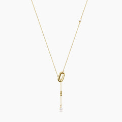 CLIP AND BEAD PEARL LADIES NECKLACE AND PENDANT IN (SAUDI) 18K YELLOW GOLD